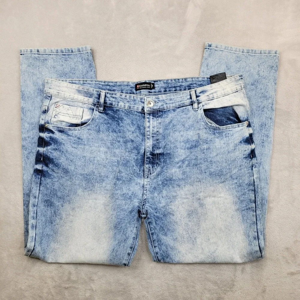 Southpole Jeans Men 44 Stretch Baggy Moto Ribbed Acid Wash Raw Vintage Y2K Adult